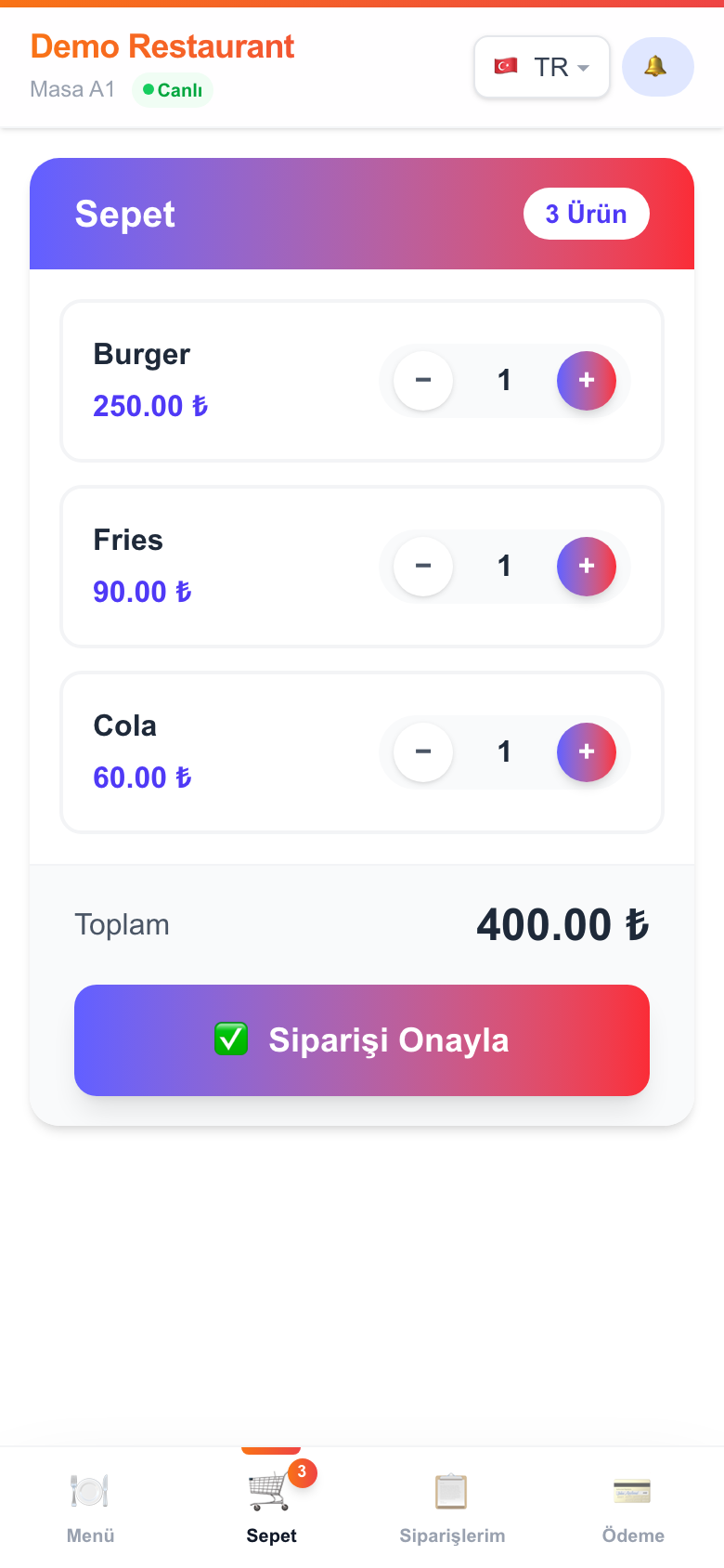 Sepet & Sipariş